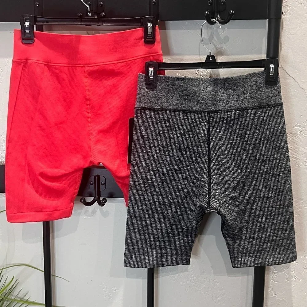 BeBe sport seamless athletic shorts bundle grey coral size medium